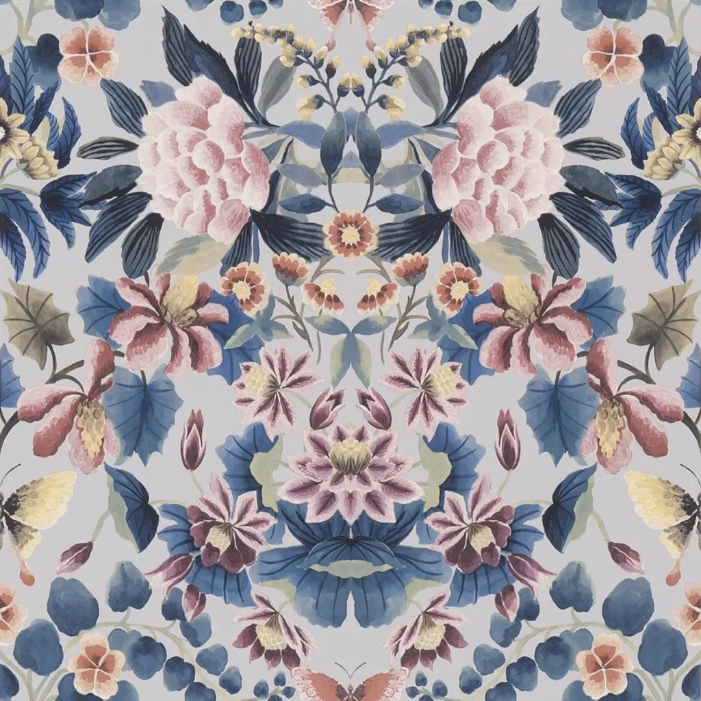 ikebana damask slate blue