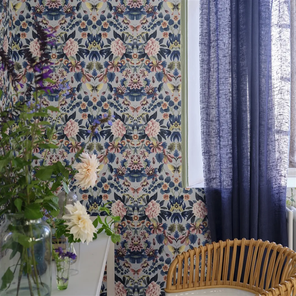 Ikebana Damask Slate Blue