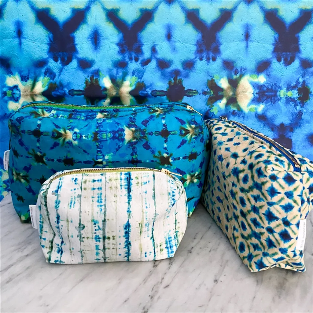 Shibori Blue Kosmetiktasche mittel