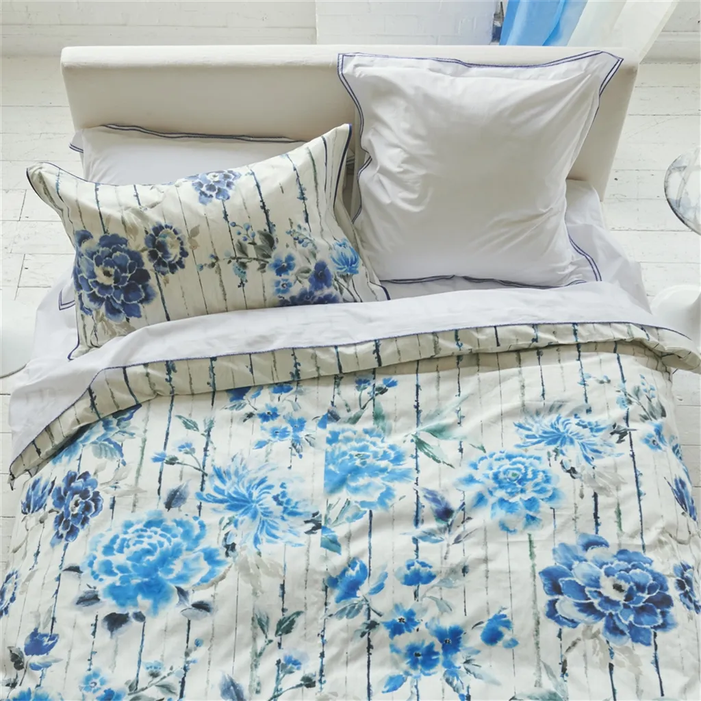 Kyoto Flower Indigo Cotton Pillowcases