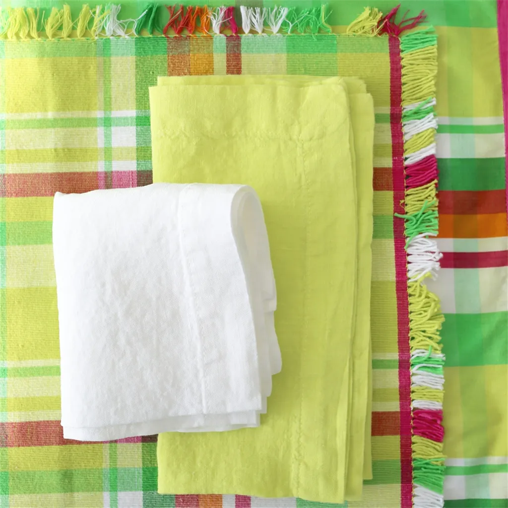 Lario Lemongrass Linen Placemats & Napkins