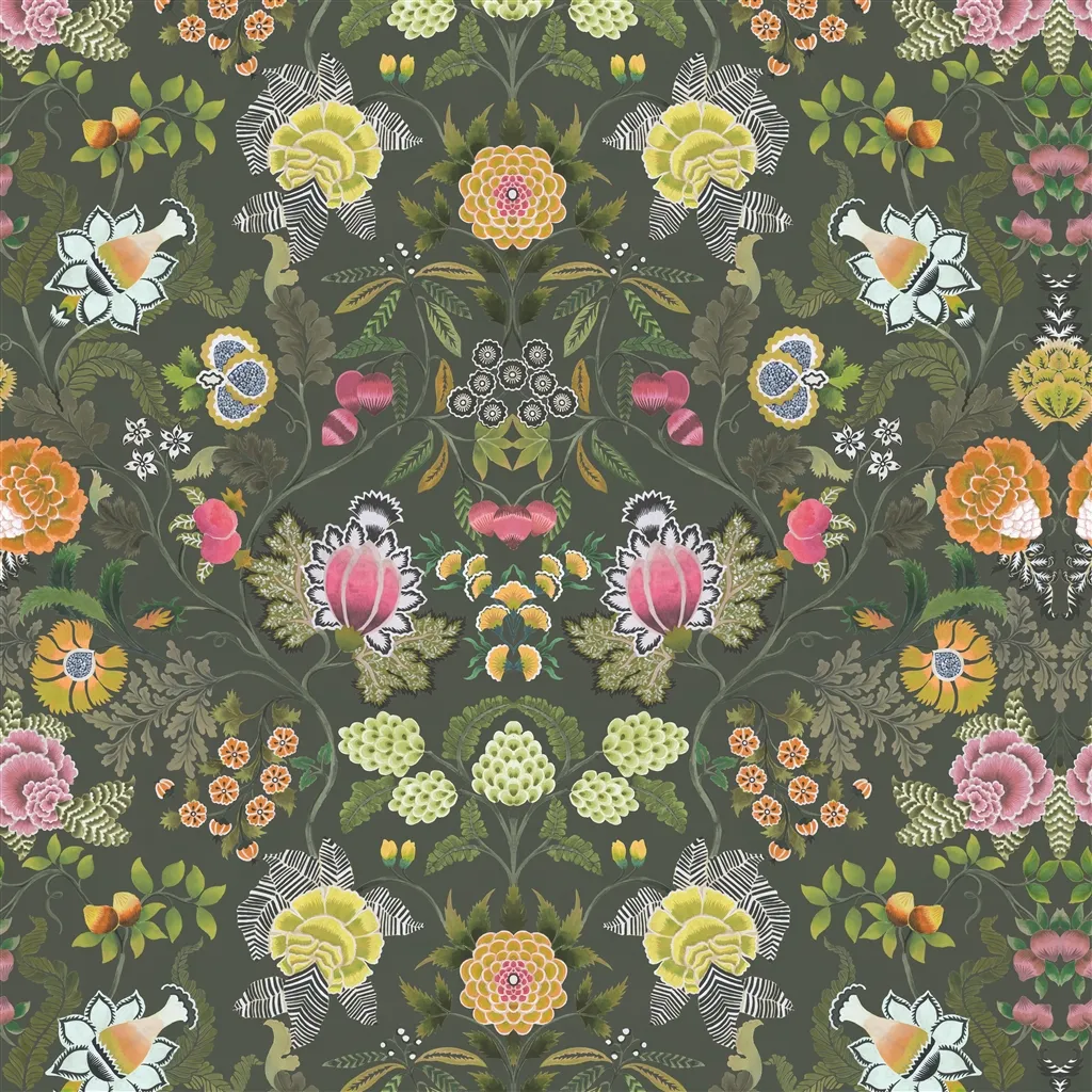 brocart decoratif velours - olive