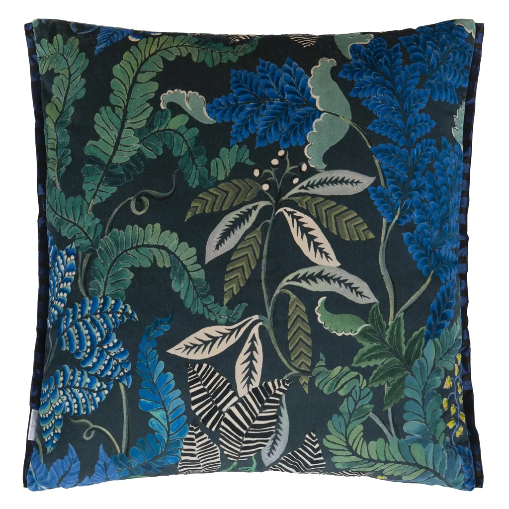 Brocart Decoratif Velours Indigo Cushion - Reverse