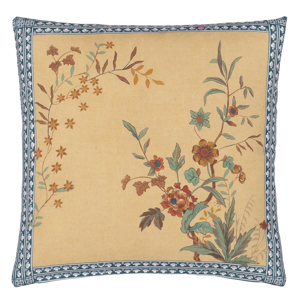 Peacock Toile Sepia Cushion - Reverse
