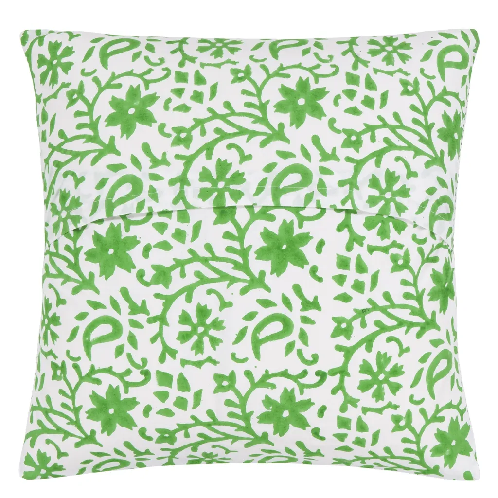 Emerald Block Printed Cushion - Reverse