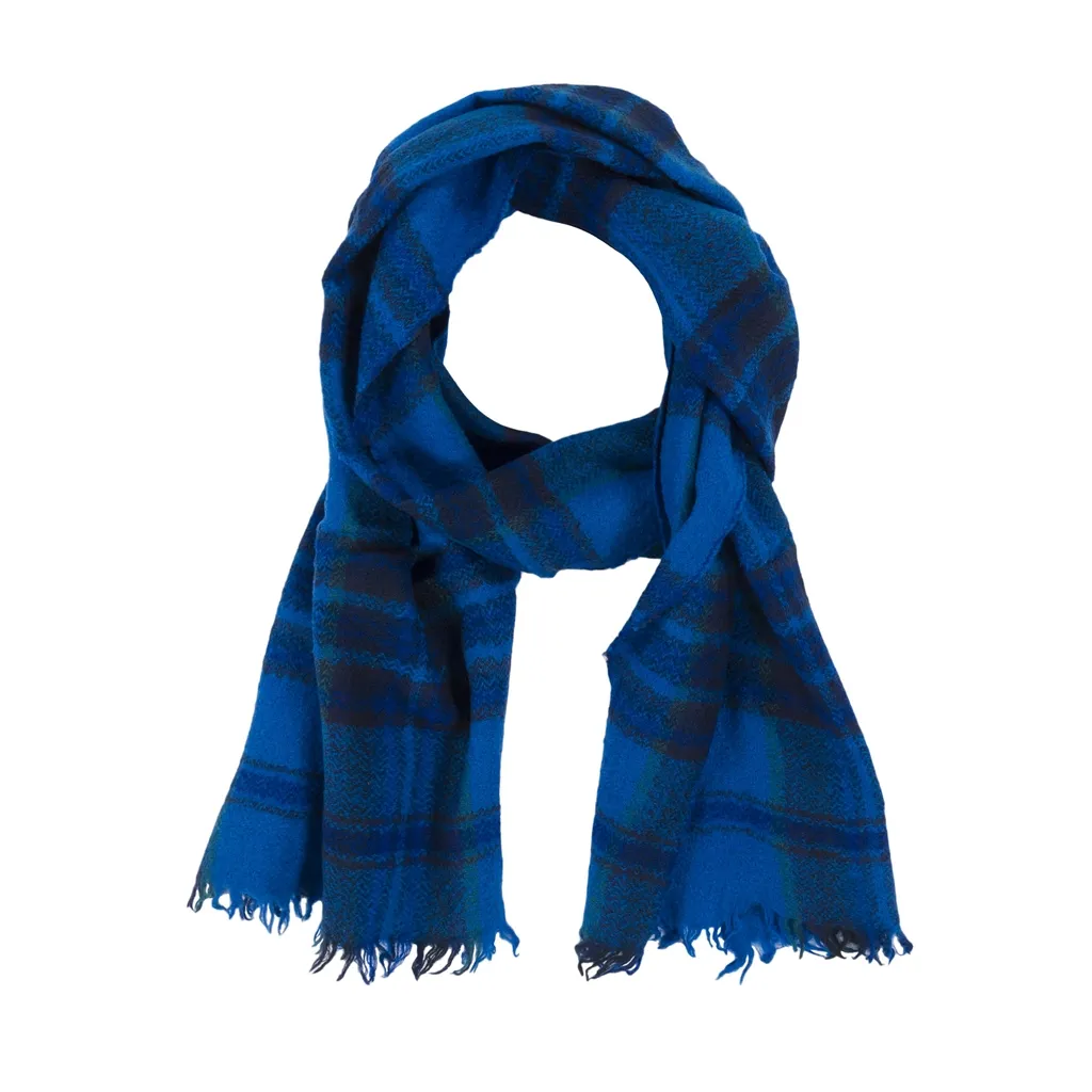 Bright Cobalt Checked Scarf | Designers Guild