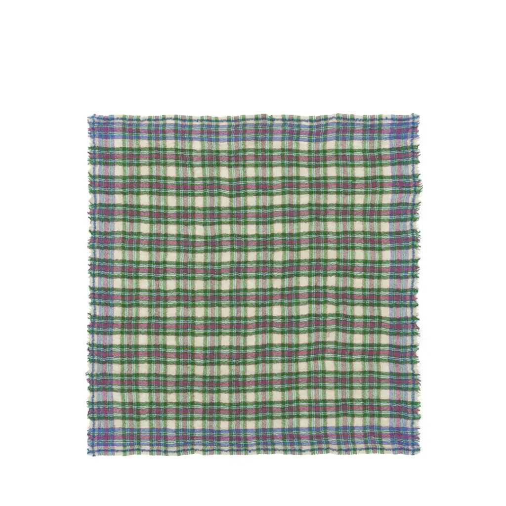 Designers Guild Apple Green Fine Checked Scarf