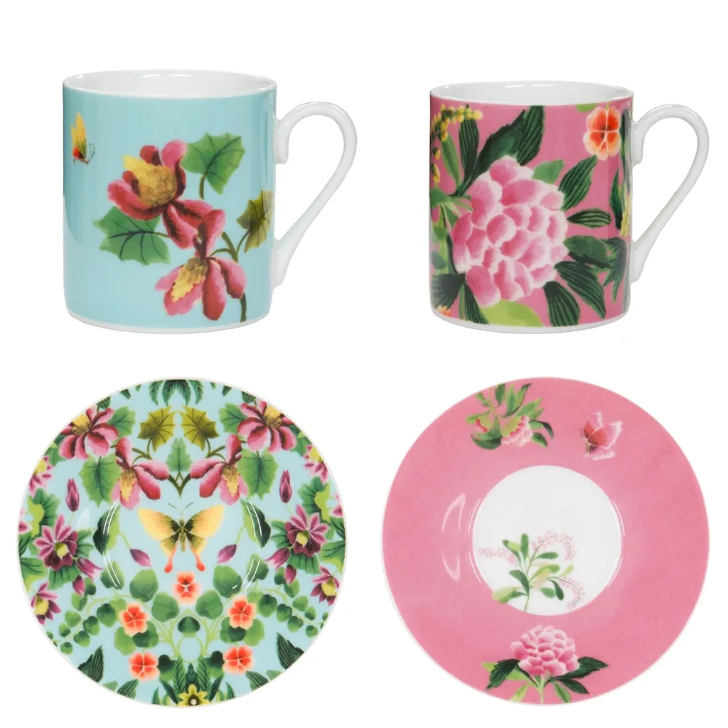 CERDG0120 Ikebana Damask set of 2 Espresso Cup and Saucer