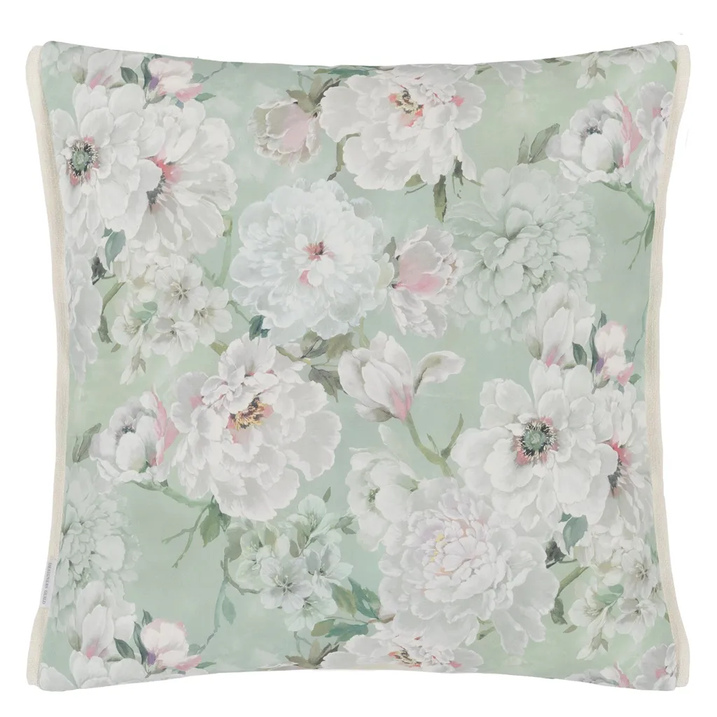 Fleur Blanche Eau de Nil Cushion - Reverse
