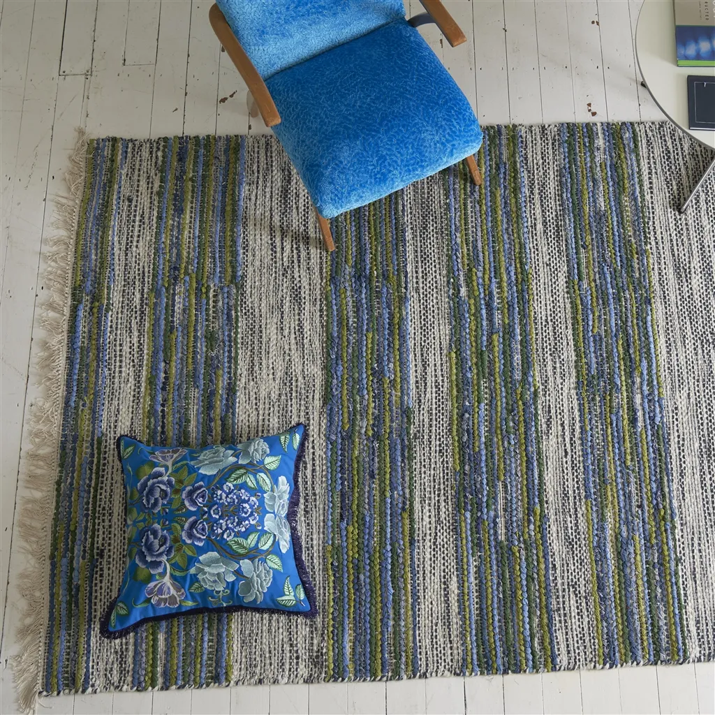 Eleonora Cobalt Embroidered Cotton Cushion
