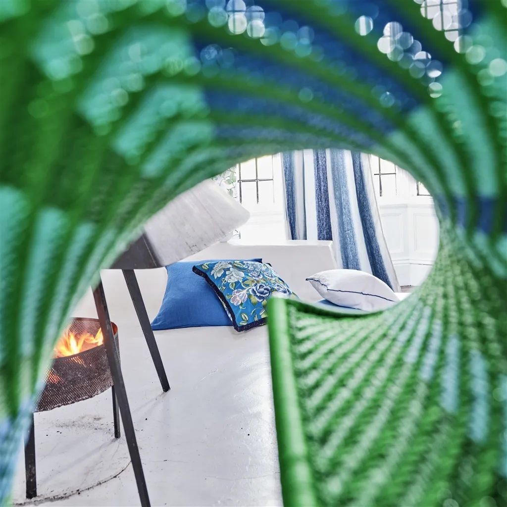 Eleonora Cobalt Embroidered Cotton Cushion