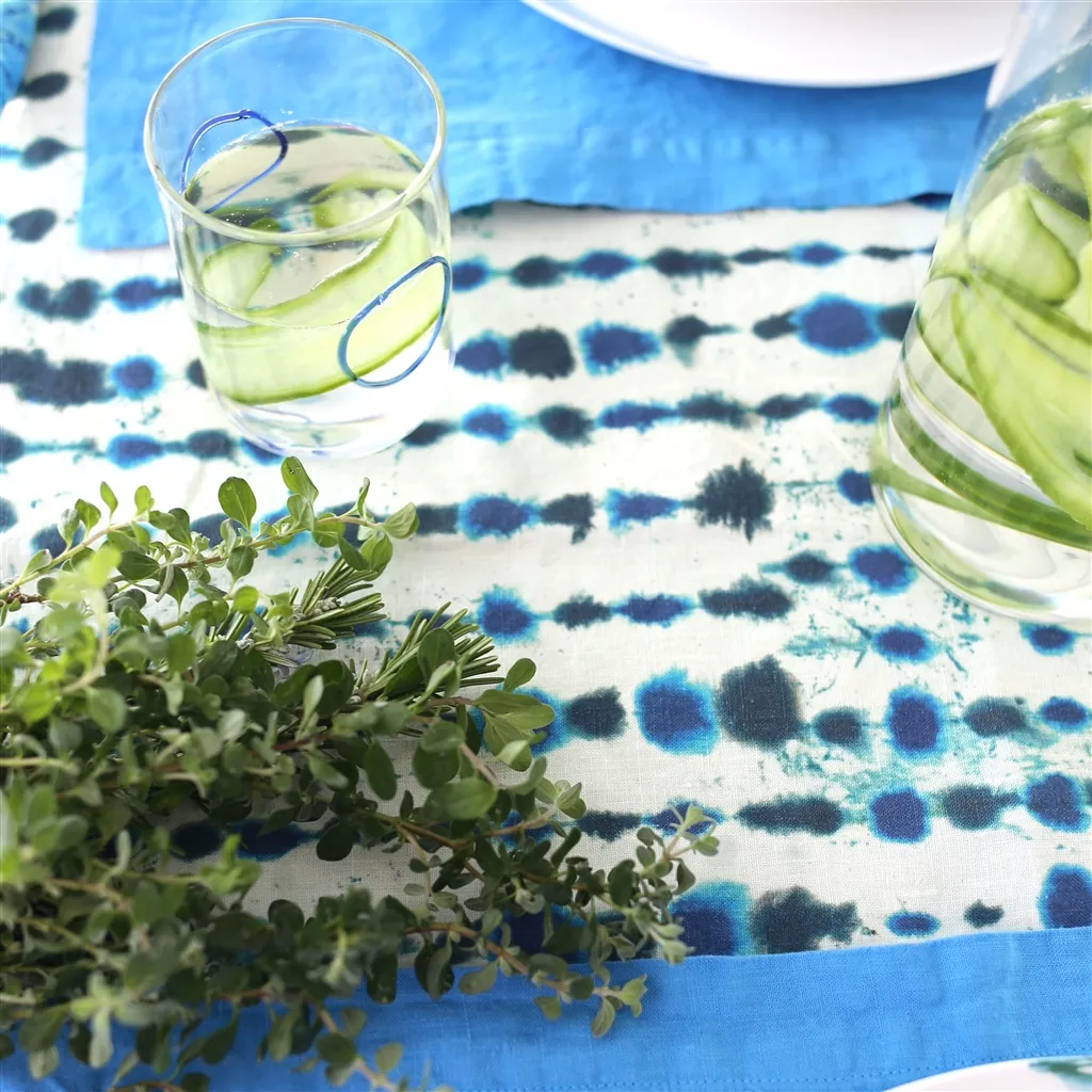 Shiwa Cobalt Linen Table Cloth, Runner, Placemats & Napkins