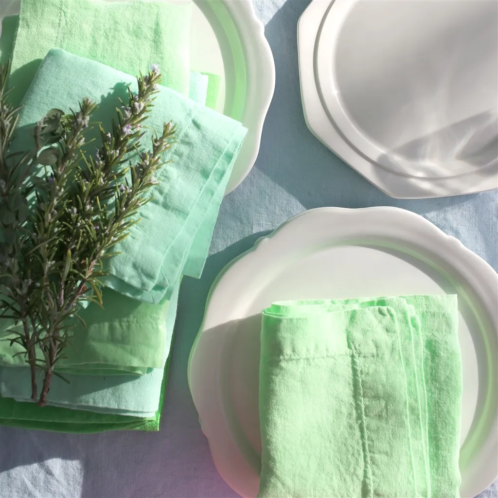 Lario Mint Linen Placemats & Napkins