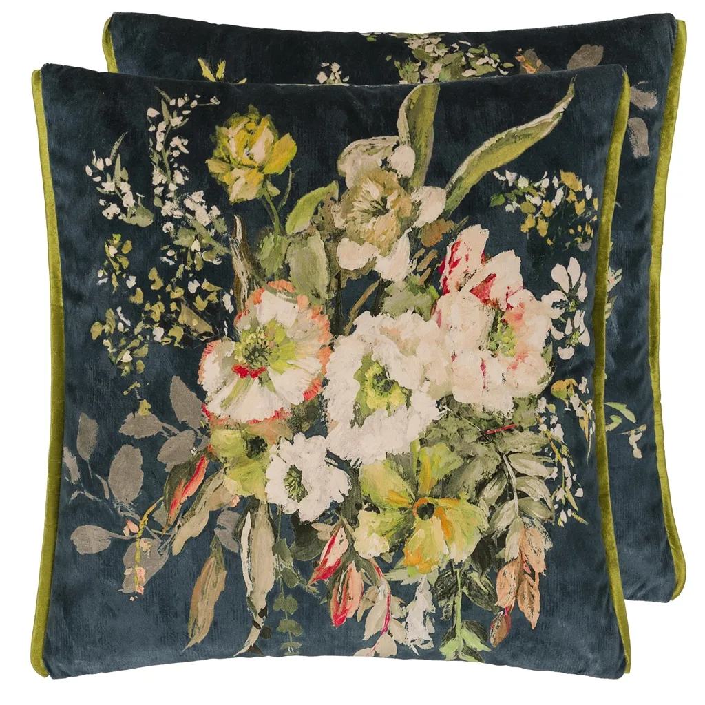 Margaretta Velours Noir Velvet Cushion | Designers Guild