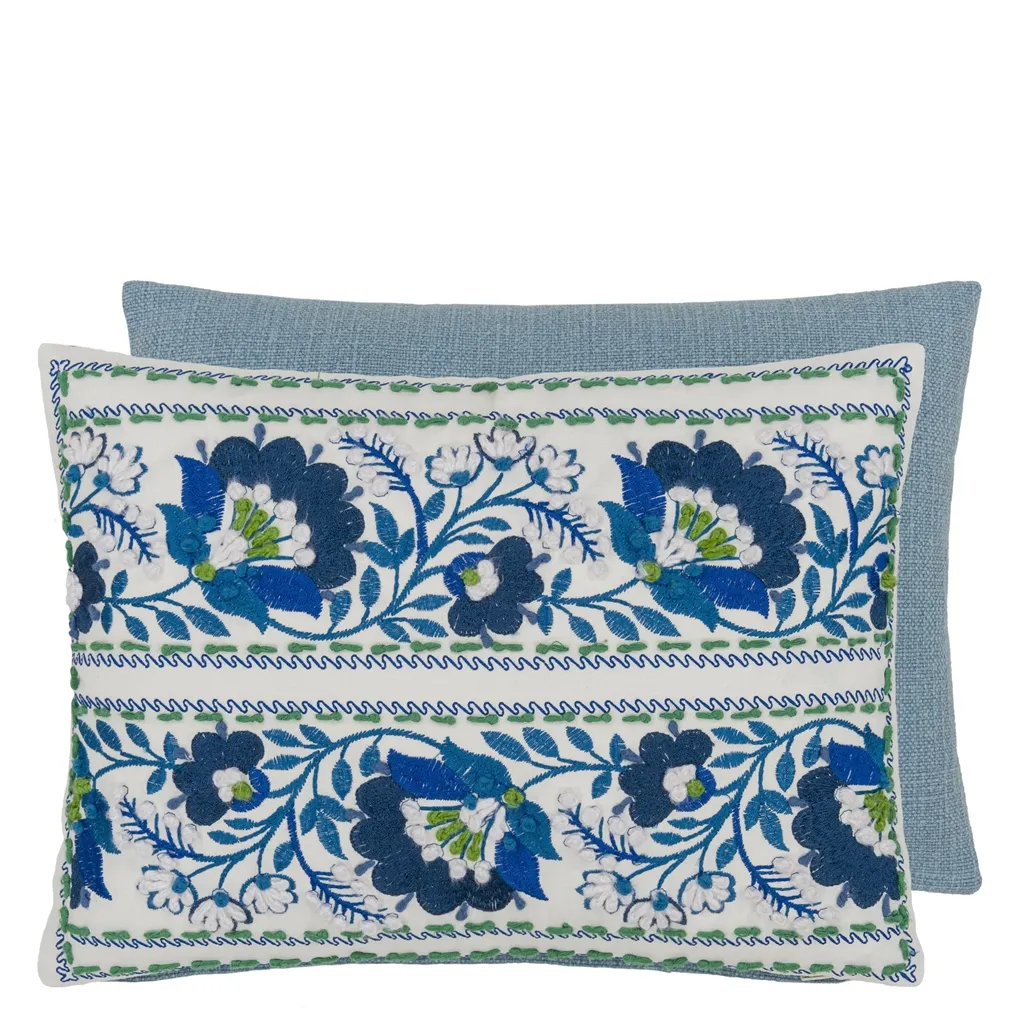 Enamel Flower Indigo Cushion