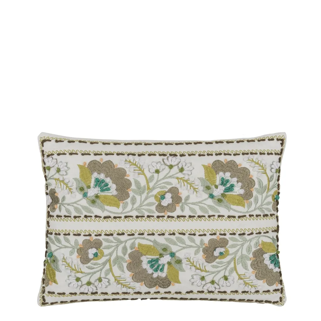 Enamel Flower Celadon Cushion