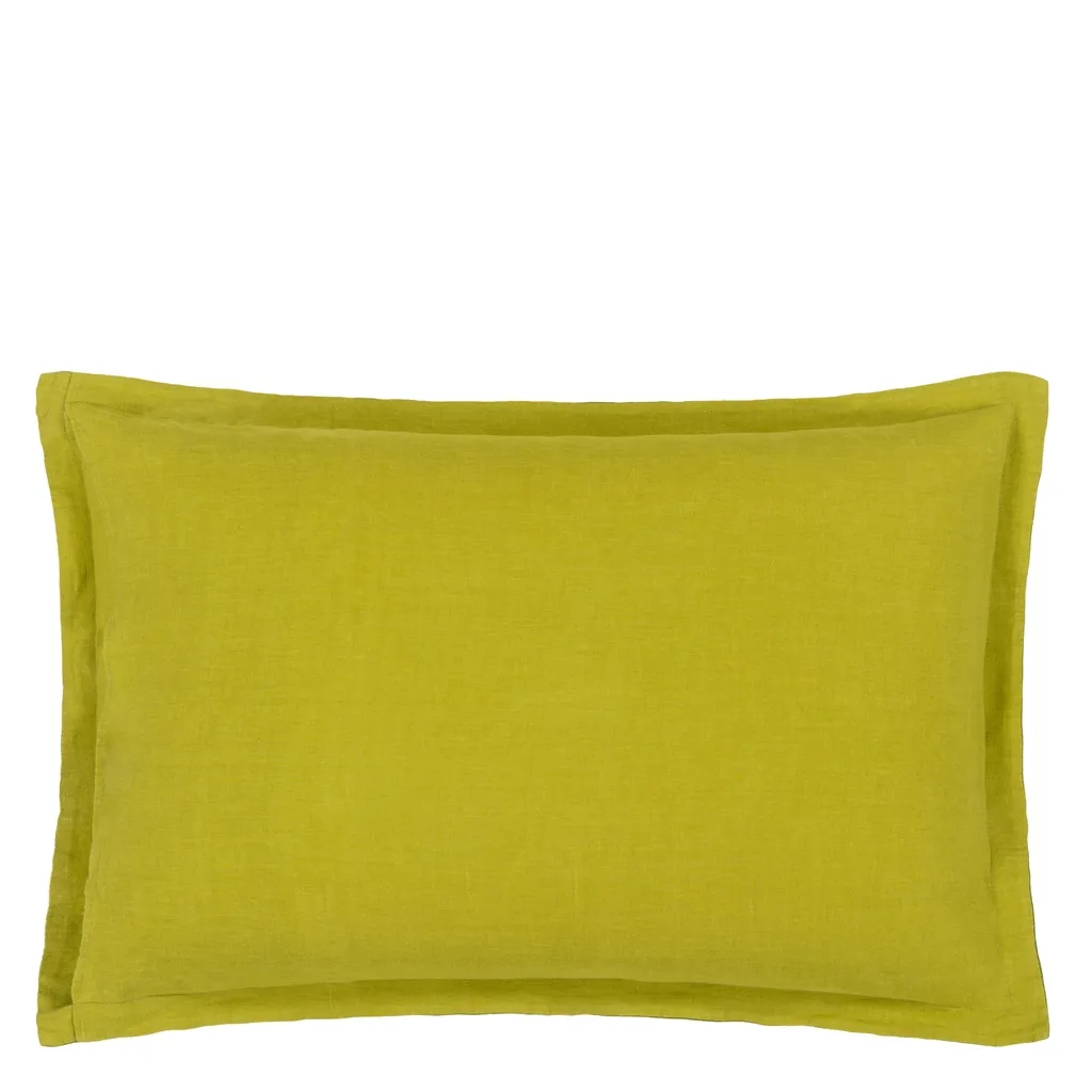 Biella Olive & Lime Oxford Pillowcase - Reverse