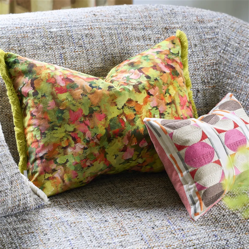 Kushime Fuchsia Embroidered Cotton Cushion