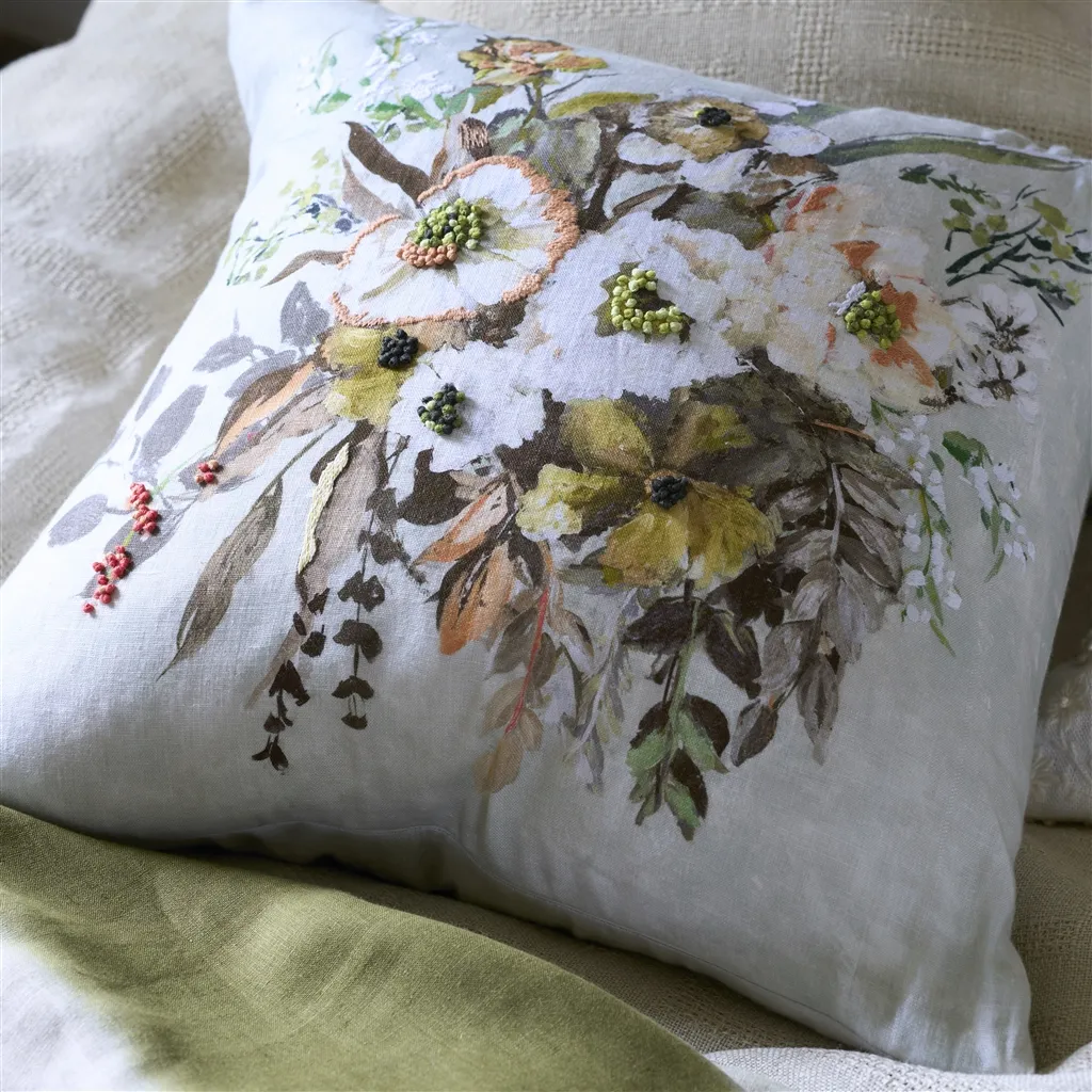 Margaretta Sepia Embroidered Cushion