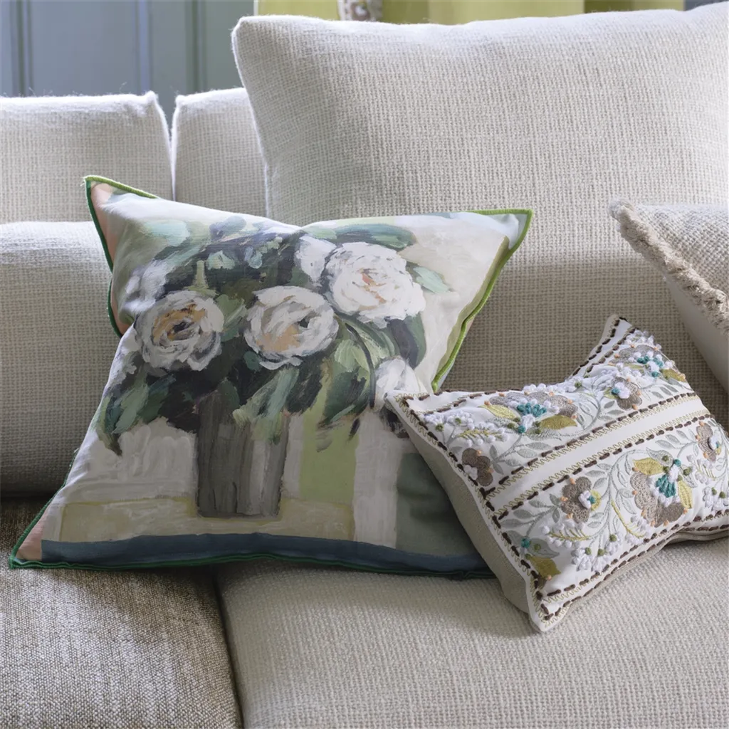 Celadon Vase Celadon Cotton Cushion
