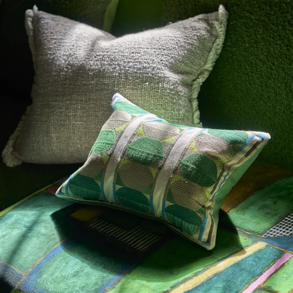 Kushime Emerald Embroidered Cotton Cushion