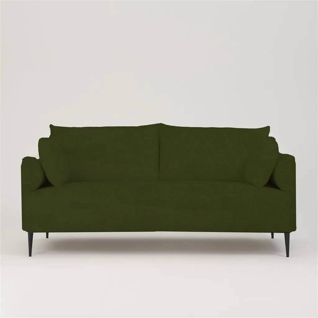 Positano 3 seater - Matt Black Legs - Cassia Velvet Fern
