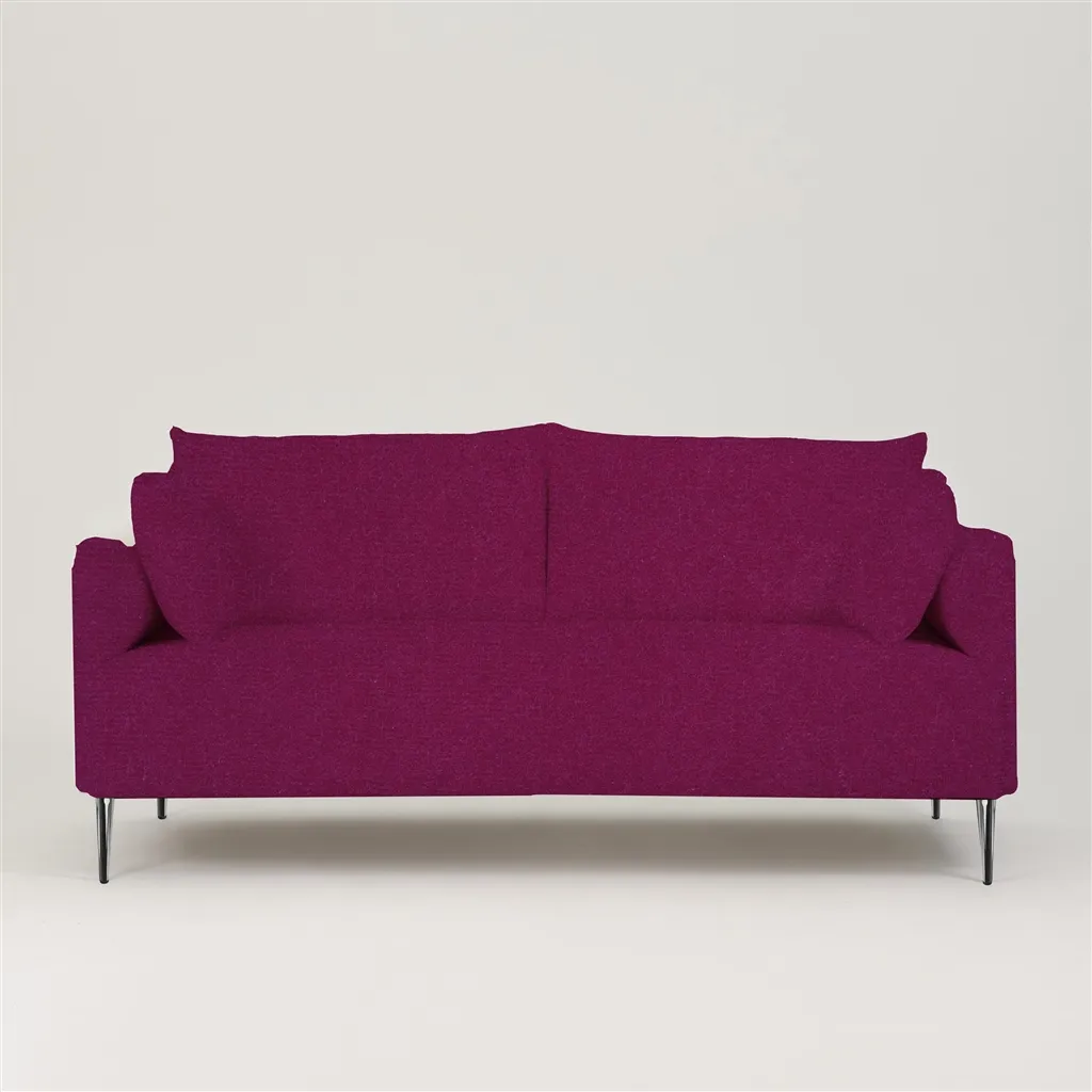 Positano 2.5 seater - Polished Steel Legs - Cassia Velvet Fuchsia