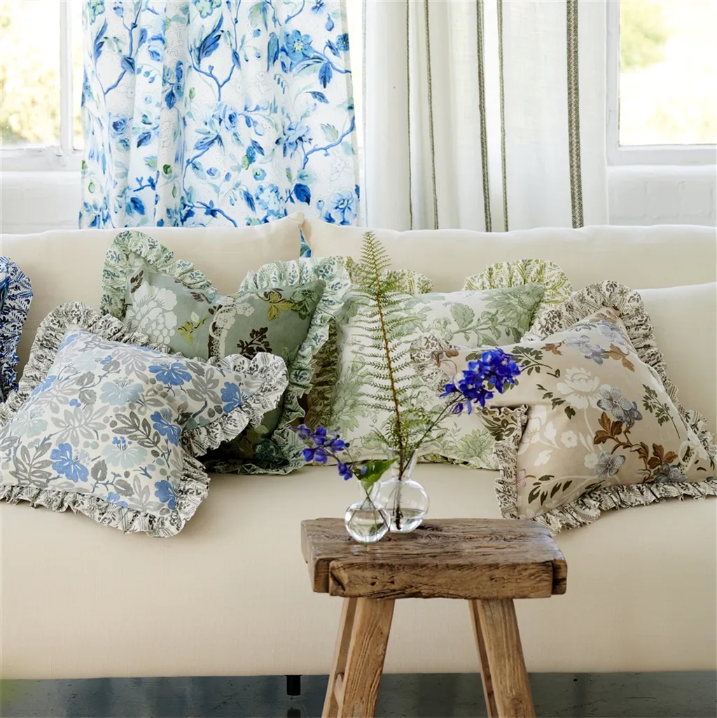 Craven Street Flower Duck Egg Cushion