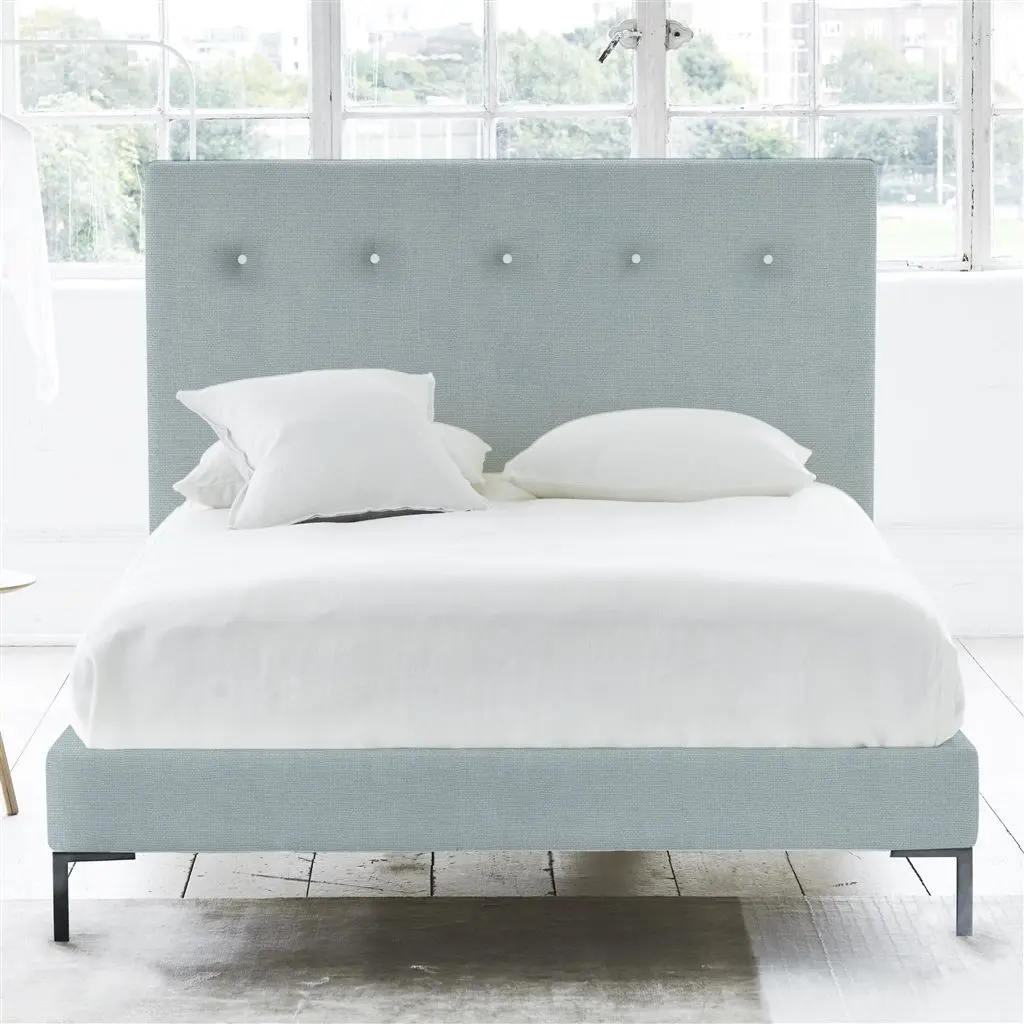 Polka Bed - White Buttons - Superking - Metal Leg - Brera Lino Lapis