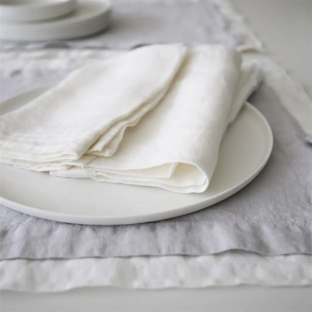 Lario Alabaster Linen Table Cloth, Runner, Placemats & Napkins