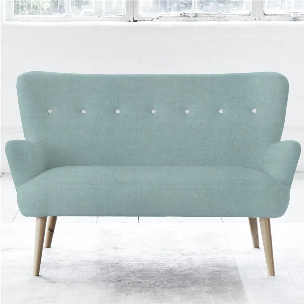Florence 2 Seater - White Buttons - Beech Leg - Brera Lino Celadon