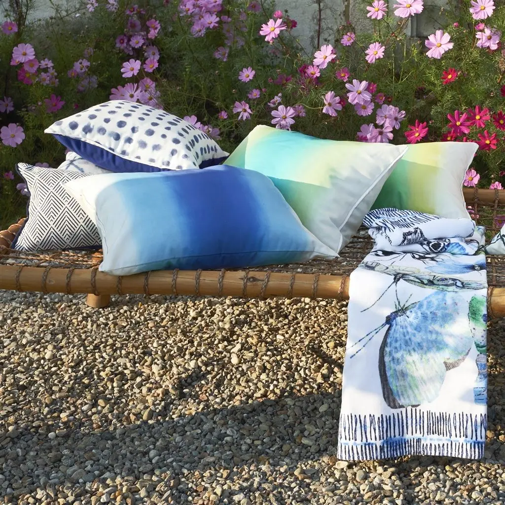 Savoie Azure Outdoor Ombre Green Cushion Designers Guild