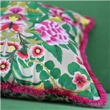 Ikebana Damask Fuchsia Embroidered Cotton Cushion
