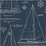 Boat Blueprint White On Dark Blue