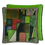Raku Patchwork Emerald Cushion