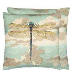 Dragonfly Over Clouds Sky Blue Motifs Coussin