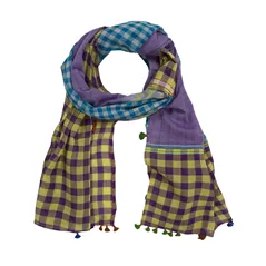 Injiri Purple & Blue Check Scarf