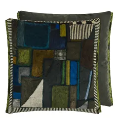 Raku Patchwork Chocolate Velvet Cushion