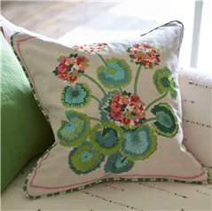 Primevère Fuchsia Embroidered Cushion