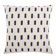 Indigo Ikat Embroidered Cushion