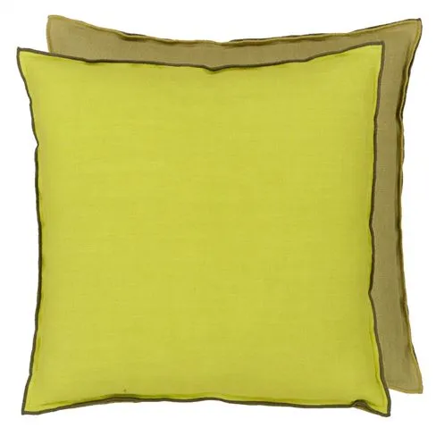 Brera Lino Lime & Moss Linen Cushion