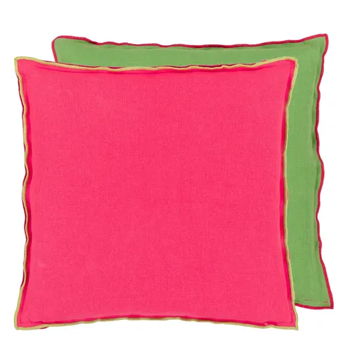 Brera Lino Cerise & Grass Linen Cushion