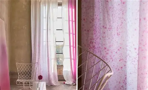 pink curtain material