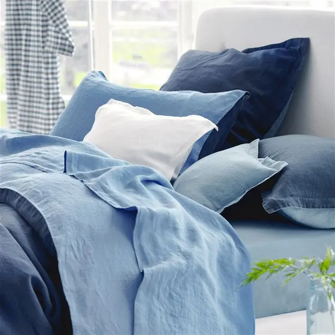 Biella Midnight Wedgwood Blue Bed Linen Designers Guild