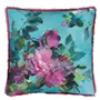 Bouquet de Roses Turquoise Cushion - Reverse