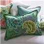 Rose De Damas Jade Embroidered Cotton Cushion