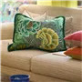 Rose De Damas Jade Embroidered Cotton Cushion