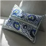 Enamel Flower Indigo  Embroidered Cotton Cushion