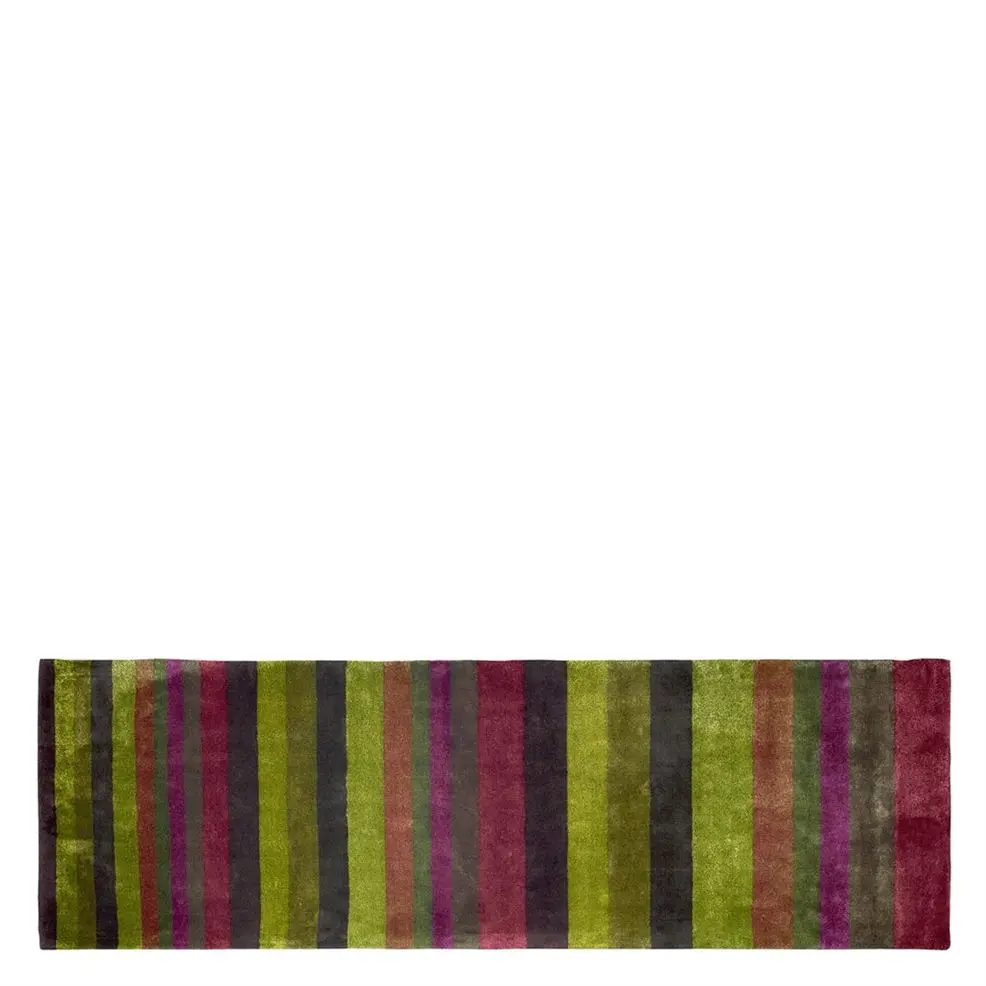 Tanchoi Berry Striped Multi Coloured, Striped Rug Runner