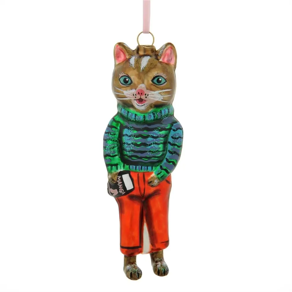Nathalie Lete Cat With Orange Trousers Christmas Ornament Dg